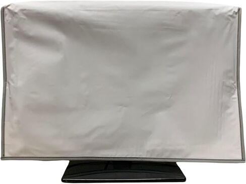 White VINYL Monitor Cover WITH CLEAR FRONT Compatible with DELL FHD 24" Monitor, Anti Static, Waterproof Monitor Dust Cover by Perfect Dust Cover LLC in Saudi Arabia