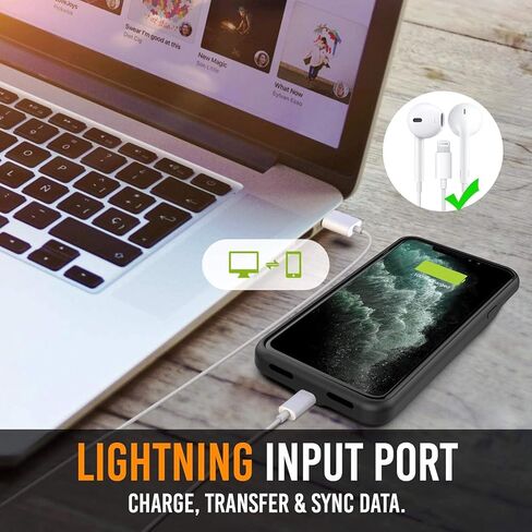 حافظة بطارية Alpatronix لهاتف iPhone 12 Pro Max (6.7 بوصة)، غطاء شاحن ممتد ونحيف محمول متوافق مع الشحن اللاسلكي، مدخل Lightning، CarPlay - BX12Pro Max - أسود غير لامع in Kuwait
