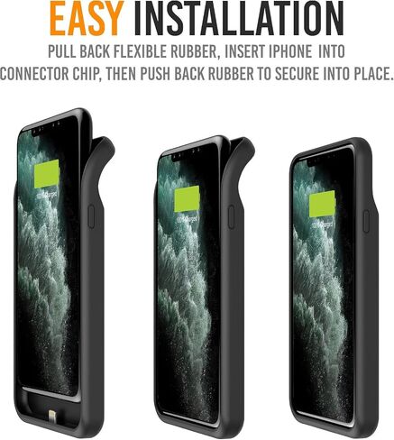 حافظة بطارية Alpatronix لهاتف iPhone 12 Pro Max (6.7 بوصة)، غطاء شاحن ممتد ونحيف محمول متوافق مع الشحن اللاسلكي، مدخل Lightning، CarPlay - BX12Pro Max - أسود غير لامع in Kuwait