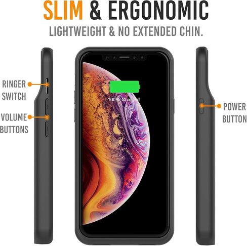 حافظة بطارية Alpatronix لهاتف iPhone 12 Pro Max (6.7 بوصة)، غطاء شاحن ممتد ونحيف محمول متوافق مع الشحن اللاسلكي، مدخل Lightning، CarPlay - BX12Pro Max - أسود غير لامع in Kuwait