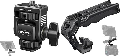 NEEWER Field Monitor Mount Holder with Cold Shoe 360 Swivel 180 Tilt Anti Twist Screw Compatible with Atomos Ninja 5" & 7" Camera Monitor, CA107 Camera Top Handle Included in Saudi Arabia