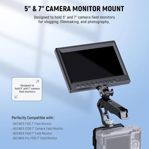 NEEWER Field Monitor Mount Holder with Cold Shoe 360 Swivel 180 Tilt Anti Twist Screw Compatible with Atomos Ninja 5" & 7" Camera Monitor, CA107 Camera Top Handle Included in Saudi Arabia