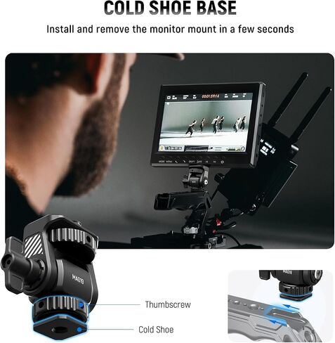 NEEWER Field Monitor Mount Holder with Cold Shoe 360 Swivel 180 Tilt Anti Twist Screw Compatible with Atomos Ninja 5" & 7" Camera Monitor, CA107 Camera Top Handle Included in Saudi Arabia