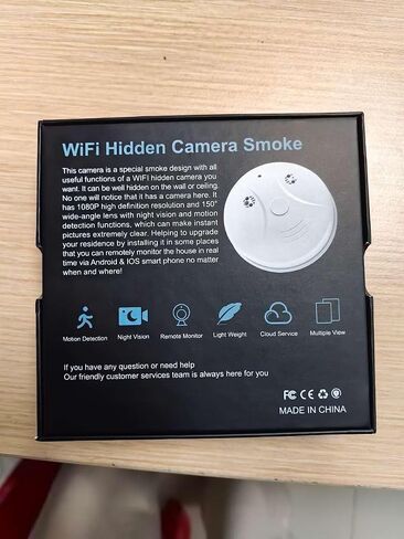 Camera Smoke Detector WiFi HD 1080P Cameras Nanny Cam with Motion Detection,Indoor Wireless Camera for Home Security in Kuwait