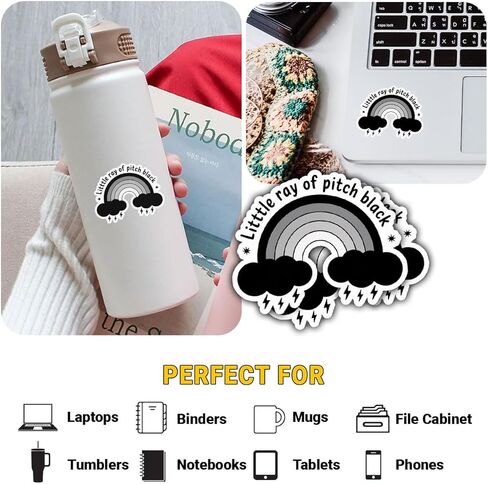3Pcs Little Ray of Pitch Black Sticker Funny Rainbow Ray of Sunshine Sticker a Little Ray of Pitch Black Stickers Sarcastic Sunshine Decal for Laptop Bottle Phone Car Hardhat 3"x3" (3 inches, L1) in Saudi Arabia