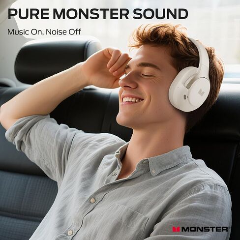 Monster Persona 5th ANC-Wireless Bluetooth Over-ear سماعات ميكروفون ، وقت اللعب 70 ساعة ، Bluetooth 6.0 ، تصميم مريح وقابل للطي (Beige) in Kuwait