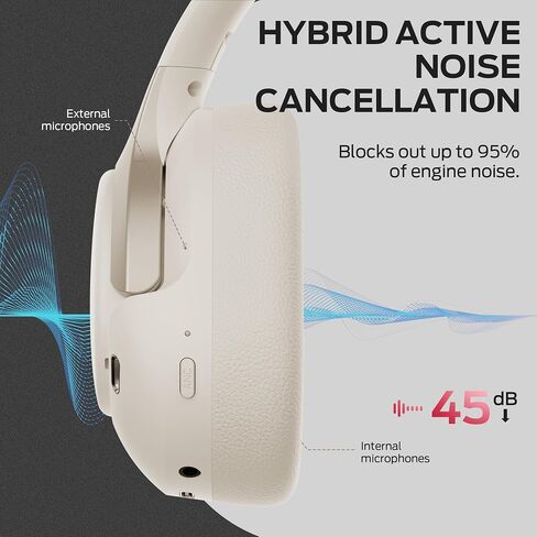 Monster Persona 5th ANC-Wireless Bluetooth Over-ear سماعات ميكروفون ، وقت اللعب 70 ساعة ، Bluetooth 6.0 ، تصميم مريح وقابل للطي (Beige) in Kuwait