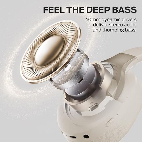 Monster Persona 5th ANC-Wireless Bluetooth Over-ear سماعات ميكروفون ، وقت اللعب 70 ساعة ، Bluetooth 6.0 ، تصميم مريح وقابل للطي (Beige) in Kuwait