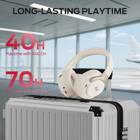 Monster Persona 5th ANC-Wireless Bluetooth Over-ear سماعات ميكروفون ، وقت اللعب 70 ساعة ، Bluetooth 6.0 ، تصميم مريح وقابل للطي (Beige) in Kuwait