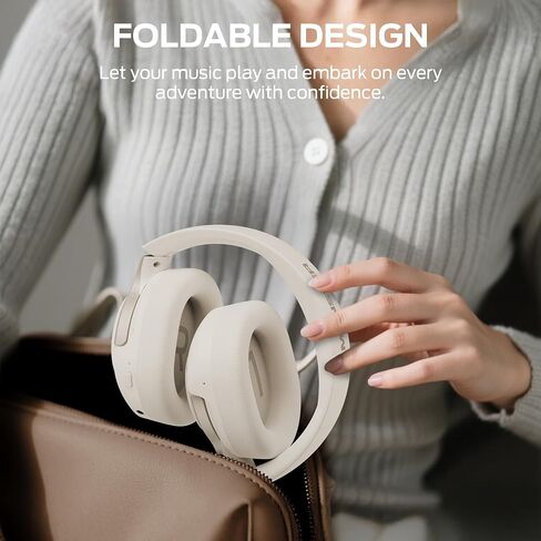 Monster Persona 5th ANC-Wireless Bluetooth Over-ear سماعات ميكروفون ، وقت اللعب 70 ساعة ، Bluetooth 6.0 ، تصميم مريح وقابل للطي (Beige) in Kuwait