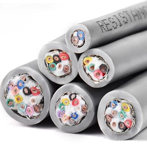 5m 2-core TRVVPS high Flexibility Bending Resistant Drag Chain Twisted Pair Shielded Wire 26 24 22 20 18 17AWG Oil Resistant(26 AWG 0.15MM) in Kuwait