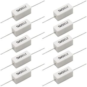 Cement Resistor,10 PCS 5W 470 Ohm 5% Axial Lead Wire Resistor White Wound Fixed Ceramic Cement Resistors Wirewound Cement Power Resistors Flame Heat Moisture Resistance Precharge Horizontal Resistors