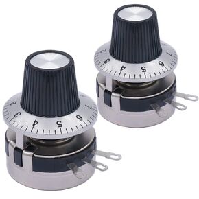 TWTADE / 2pcs Single Turn Rotary Carbon Linear Variable Potentiometer + 2pcs Knob WTH118-2W 10K Ohm