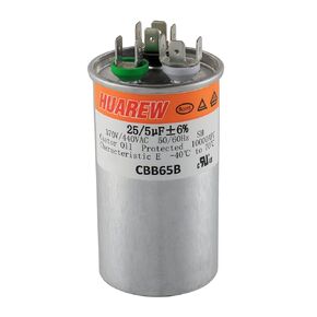 60+5 uF ±6% 60/5 MFD 370/440 VAC CBB65 Dual Run Start Round Capacitor for Condenser Straight Cool or Heat Pump Air Conditioner or AC Motor and Fan Starting