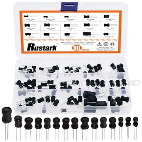 90Pcs Choke Coils Inductors Assortment Kit 15 Values 1uH to 220uH 1mH to 20mH Dip Radial Power Inductors Assortment High Self-Resonance Frequency