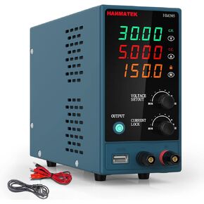 Adjustable DC Power Supply (0-30 V 0-10 A) with Output Enable/Disable Button HANMATEK HM310 Mini Variable Switching Digital Bench Power Supply with USB Charging