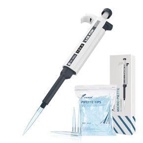 LAB FISH Laboratory Micropipette 2-10ml Capacity High Accurate Single Channel Pipettor Manual Adjustable Volume Pipettes Increment 0.1ml with 20pcs 10ml Pipette Tips Set