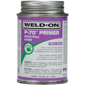 Weld-On 10227 P-70 Industrial Grade PVC/CPVC Non-Bodied Primer - Fast Acting and Low-VOC, Purple, 1/2 Pint (8 fl oz)
