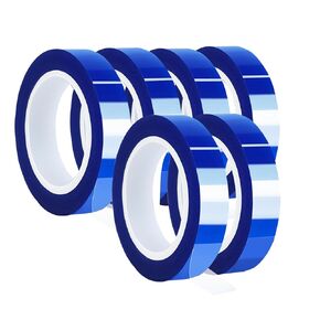 6 Rolls 20mm x16m(52ft) Blue Heat Resistant Tape，Heat Transfer Tape for Heat Sublimation Press Vinyl，and Fixing of Electronic Parts During Processing，No Residue