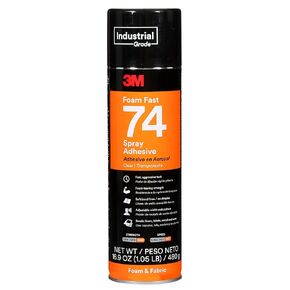 3M Foam Fast 74 Spray Adhesive, Clear, Net Wt 16.9 oz