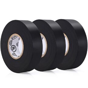 Black Electric Tape - Professional Grade - 3/4 inch x 66ft - PVC Electrical Insulating Tape for All Weather - U/L Approved - Waterproof - Home Improvement Electrical Equipment - Pack of 3