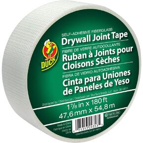 Duck Brand 1.88-Inch by 180 Feet Single Roll Self-Adhesive Fiberglass Drywall Joint Tape, White (282083)