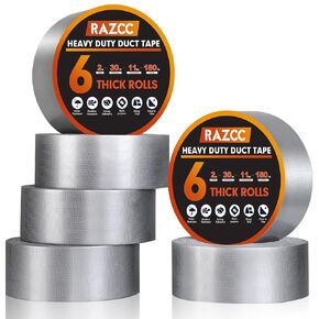 Duct Tape, Silver Duct Tape, 6 Rolls - Heavy Duty, Flexible, No Residue, All-Weather and Tear by Hand, 30 Yard x 2 Inch Per Roll - Bulk Value for Indoor & Outdoor Repairs, Industrial Use