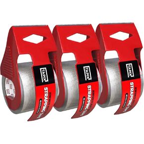 شريط ربط مع موزع 1.88 بوصة × 380 بوصة، (3 عبوات) شريط من الألياف الزجاجية قوي للغاية ومقاوم للتمزق، شريط شفاف يحمل ما يصل إلى 120 رطل in Kuwait