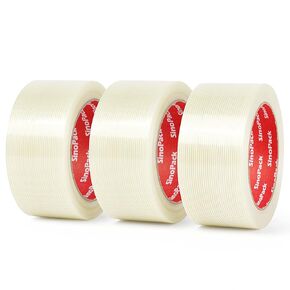 Strapping Tape 3Pack 5.5Mil x 2in x 50yds Strapping Tape 2 inch Heavy Duty Strong Tape Fiberglass Reinforced Filament Tape