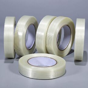 Valley'sYuMiao 6 Pack Filament Strapping Tape, 1in×60yds×5.5mils, Mono Fiberglass Transparent Reinforced Packing, Heavy Duty Wearproof Tape