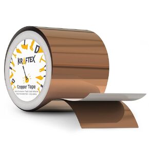 Kraftex Copper Tape [2 Inch x 33ft]. Copper Tape Conductive Adhesive use as Copper Tape for Slugs, Copper Shielding Tape for Guitars, Faraday Tape or Copper Flashing roll.