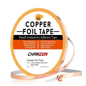 CHANZON Copper Foil Tape 25mm 1 inch x 66ft Double Sided Conductive Adhesive for Electric,Slug & Snail Deterrent,Guitars,Soldering,Grounding,Repair,Crafts,Paper Circuits