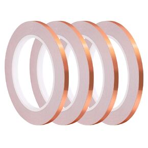 SUMAJU 4 Pack Copper Foil Tape with Double-Sided Conductive Copper Tape Conductive Adhesive for EMI Shielding, Stained Glass, Soldering, Electrical Repairs, Grounding(1/4inch)