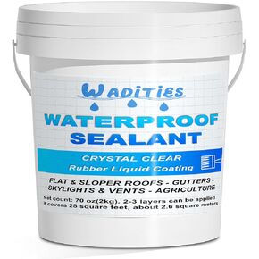 Waterproof Sealant Clear 2L(70 oz), Wadities Wall Bathroom Roof Water-Based Waterproof Coating, Invisible Repairing Leak Waterproof Patch & Seal Liquid Rubber Sealant for Indoor and Outdoor