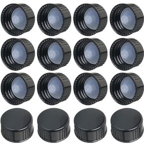 16pcs Phenolic Resin Cover 18mm Black Poly Seal Screw Caps for Daily Chemicals, Food, Cosmetics Bottles