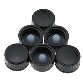 20PCS Waterproof Rubber Sleeve Black 18 Teeth Sealing Screw Cap for Perfume Essential Oils Cosmetics Chemical Preparations Glass and Plastic Bottles with Matching Caps