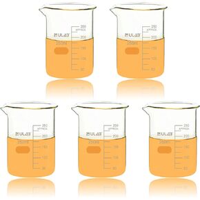 ULAB Scientific Glass Beaker Set, 3 Sizes 50ml 100ml 250ml, 3.3 Boro Griffin Low Form with Printed Graduation, UBG1001