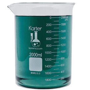 1500ml Beaker, Low Form Griffin, Borosilicate 3.3 Glass, Double Scale, Graduated, Karter Scientific 406I2 (Single)