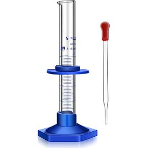 Thick Glass Graduated Cylinder Measuring Liquid Lab Cylinders with Anti-falling Plastic Base and Bumper Guards (glass, 5ML)
