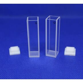 Fluorescence UV Quartz Cuvettes Cell (2pcs) for Spectrophotmeter Fluorescence Cells 10mm Pathlength, 3.5ml, 4 Clear Windows, 4 Clear Sides,190-2500 nm, Open top Non-Sealing PTFE Cover