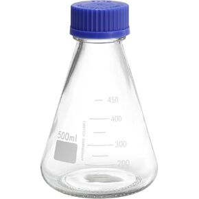 PATIKIL Erlenmeyer Flask, 2 Pcs 1000ml Narrow Mouth Graduated Flasks with Screw Cap Borosilicate Glass Flasks with Printed Graduation for Lab, Experiment, Chemistry, Science Study in Kuwait