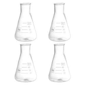 PATIKIL Erlenmeyer Flask, 5 Pcs 100ml 3.4oz Narrow Mouth Graduated Flasks Borosilicate Glass with Printed Graduation for Lab Experiment Chemistry Science Study