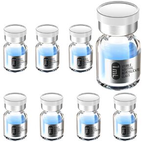 Empty Sterile Vial Sealed with Butyl Rubber Stopper and Flip Top Closure,Type 1 Borosilicate Glass Tubing,Individually Packed (3mL 8Pcs)