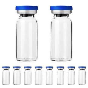 Sterile Empty Vials with Self Healing Injection Port,with Aluminum Plastic Cap，Sealed Empty Vials (5ML 10PCS)