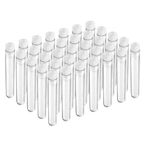 50pcs Test Tubes with Rack, 12x100 (8ml) Clear Test Tubes with Lids and Holder for Scientific Experiments, Halloween, Christmas, Scientific Themed Kids Party Supplies, Candy Storage