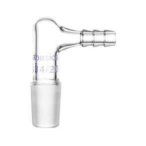 Glass 90 Degree Vacuum/Gas Adapter, Borosilicate Glass Bent Inlet Adapter with 19/22 Inner Joint and Hose for Laboratory Lab Supply