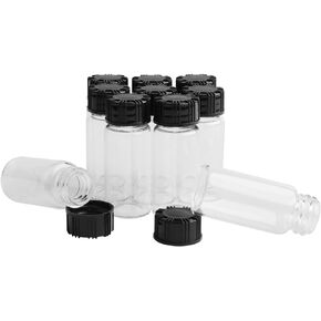 0.3 Oz Clear Glass Vials with Screwcap Empty Bottles Liquid Sample Glass Bottles for Travel, Pack of 10