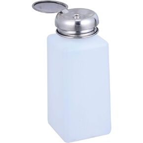 5PCS Push Down Dispenser Empty Lockable Anti Static Push Down Pump Bottles Square Cleaning Solution Bottles Static Dissipative Liquid Dispenser for Nail Polish Makeup Dispenser 200ML