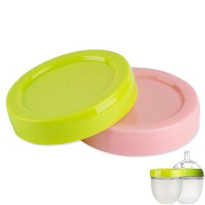 (4-PCs) Travel Bottle Caps Compatible with Como tomo Bottles, Storage Caps Lids for Comotomo Bottles - Pink Green