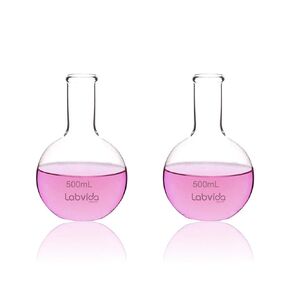 4pcs of Glass Boiling Flasks of Flat Bottom, Vol.250ml, Borosilicate 3.3 Glass, LVD001